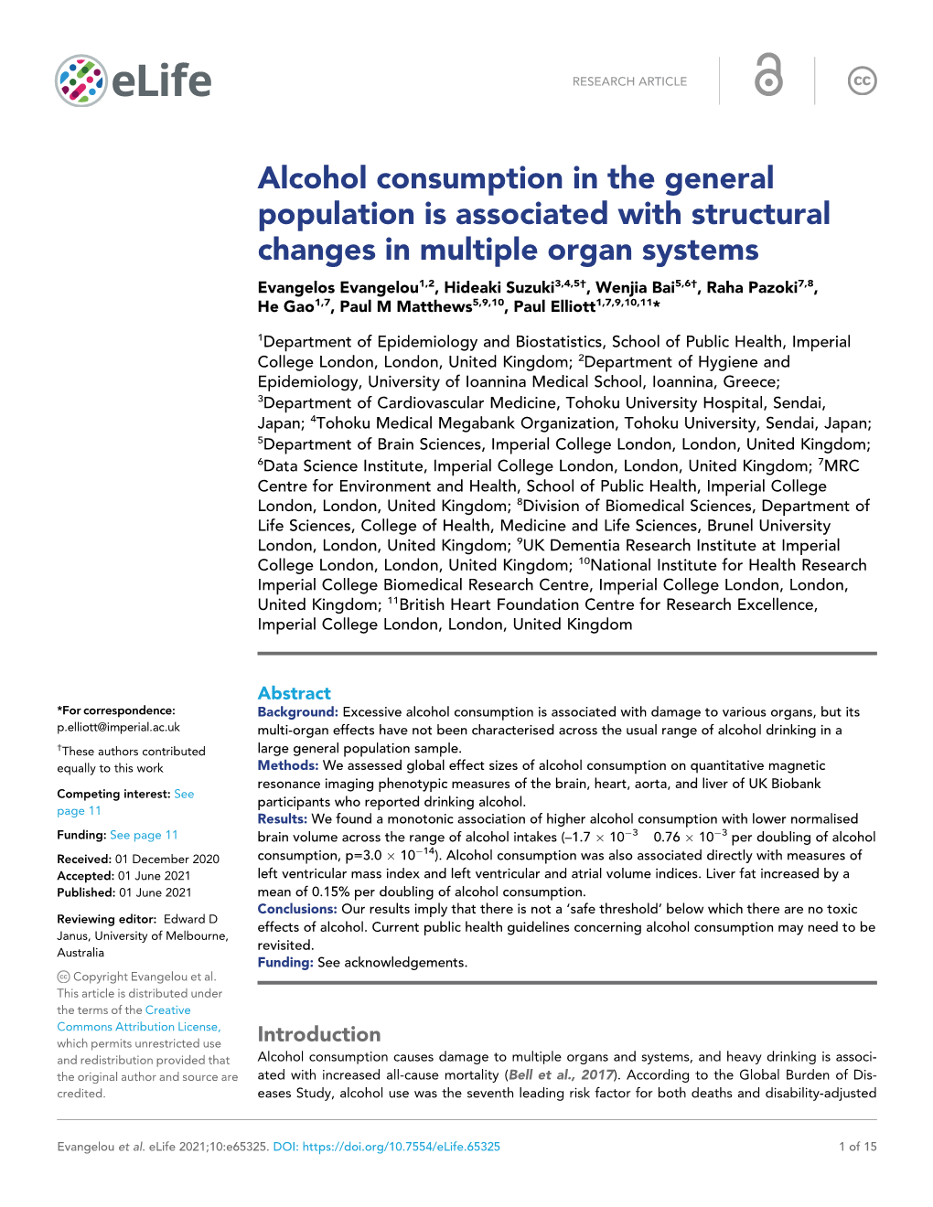 Alcohol Consumption in the General Population Is Associated With