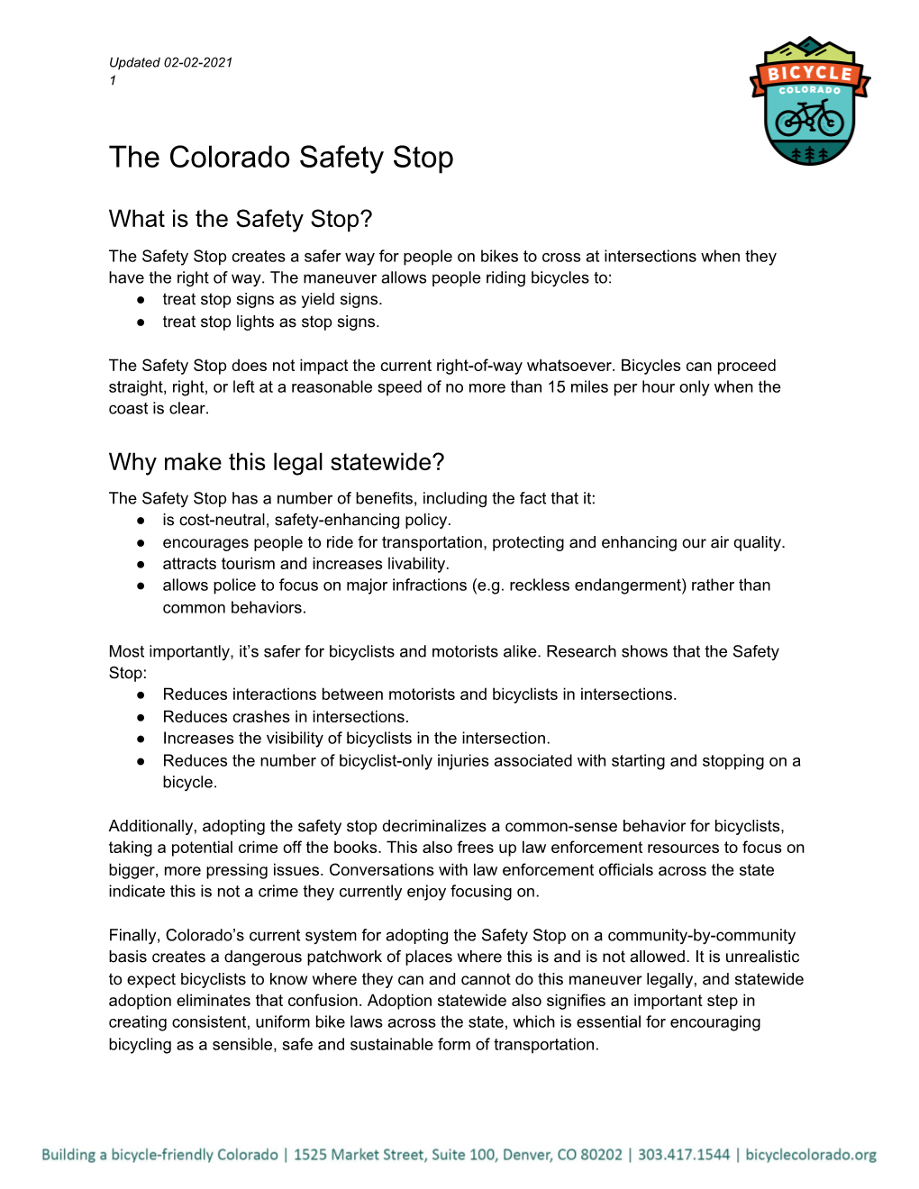 The Colorado Safety Stop