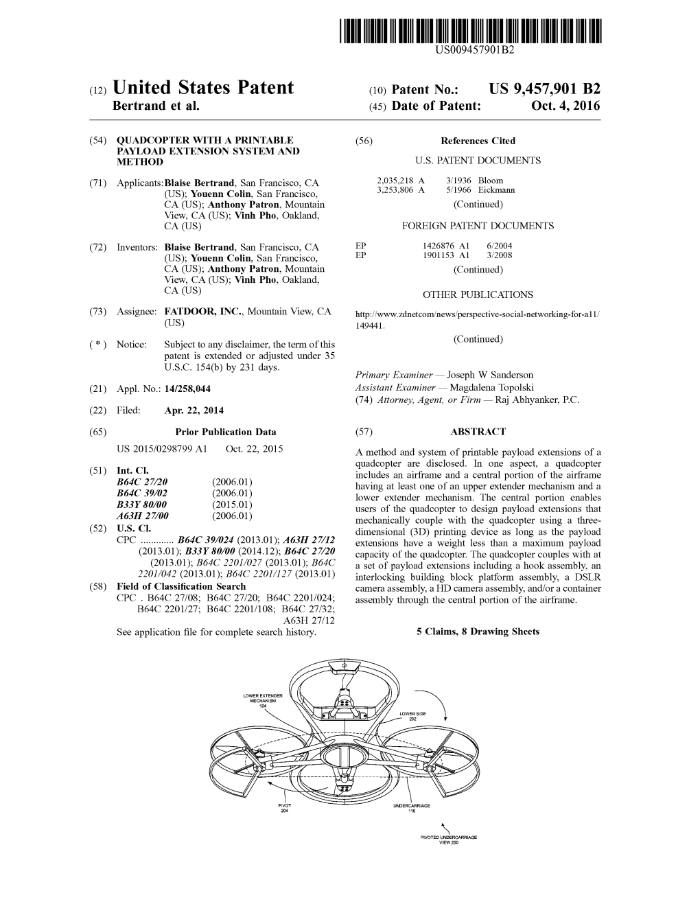 (12) United States Patent (10) Patent No.: US 9,457.901 B2 Bertrand Et Al