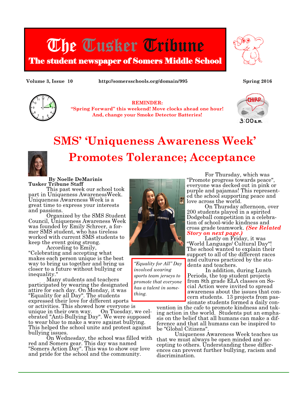 The Tusker Tribune the Student Newspaper of Somers Middle School