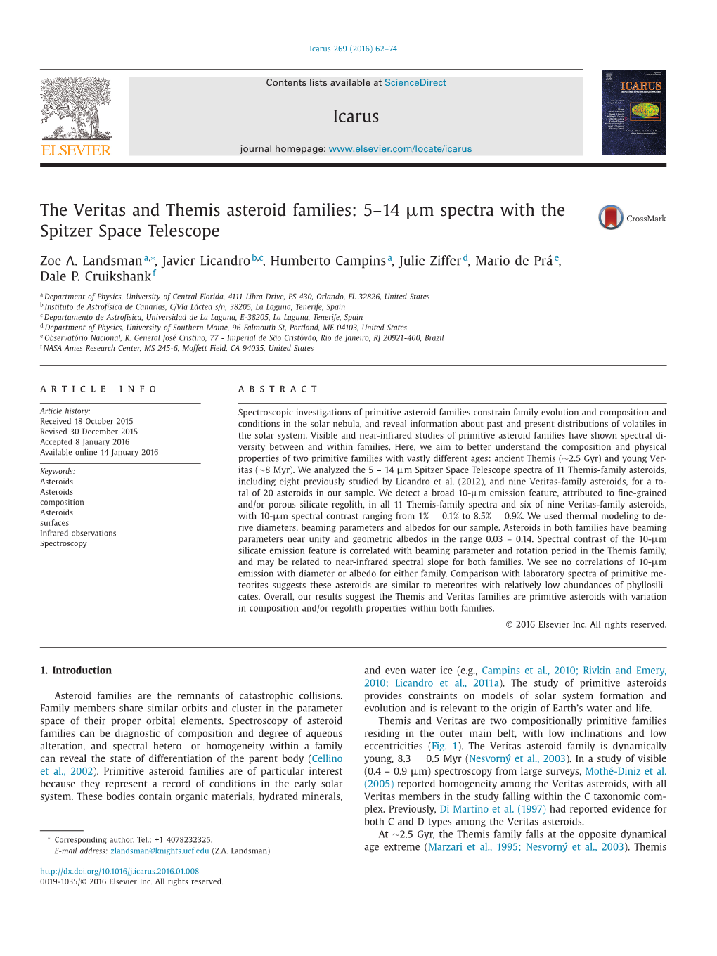 The Veritas and Themis Asteroid Families: 5-14Μm Spectra with The