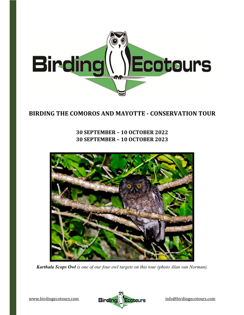 Birding the Comoros and Mayotte - Conservation Tour