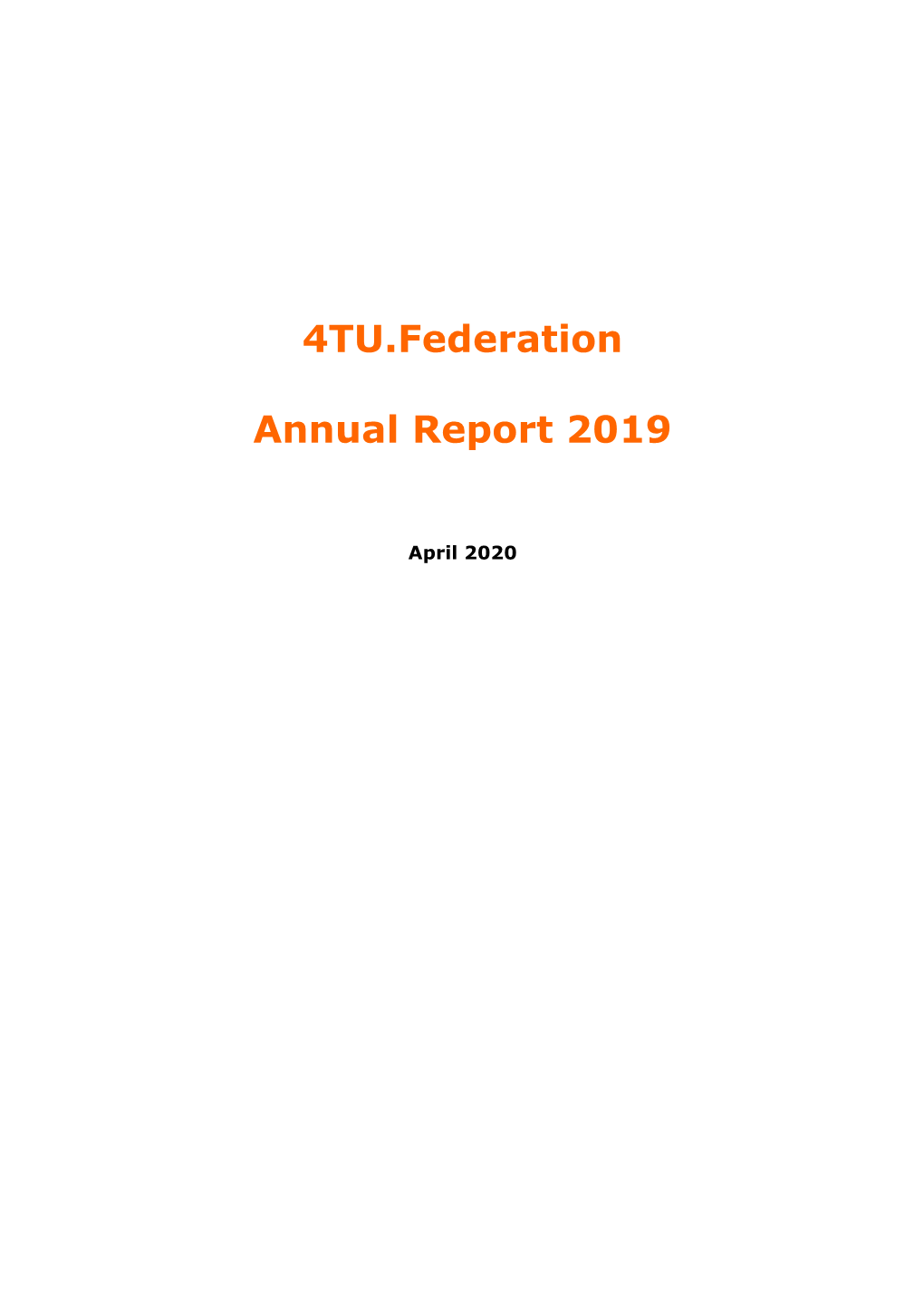 4TU.Federation Annual Report 2019