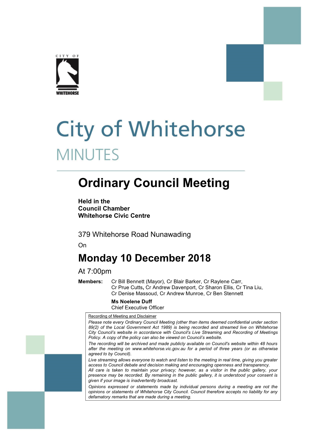 Minutes of Ordinary Council Meeting