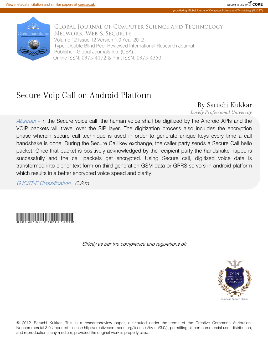 Secure Voip Call on Android Platform