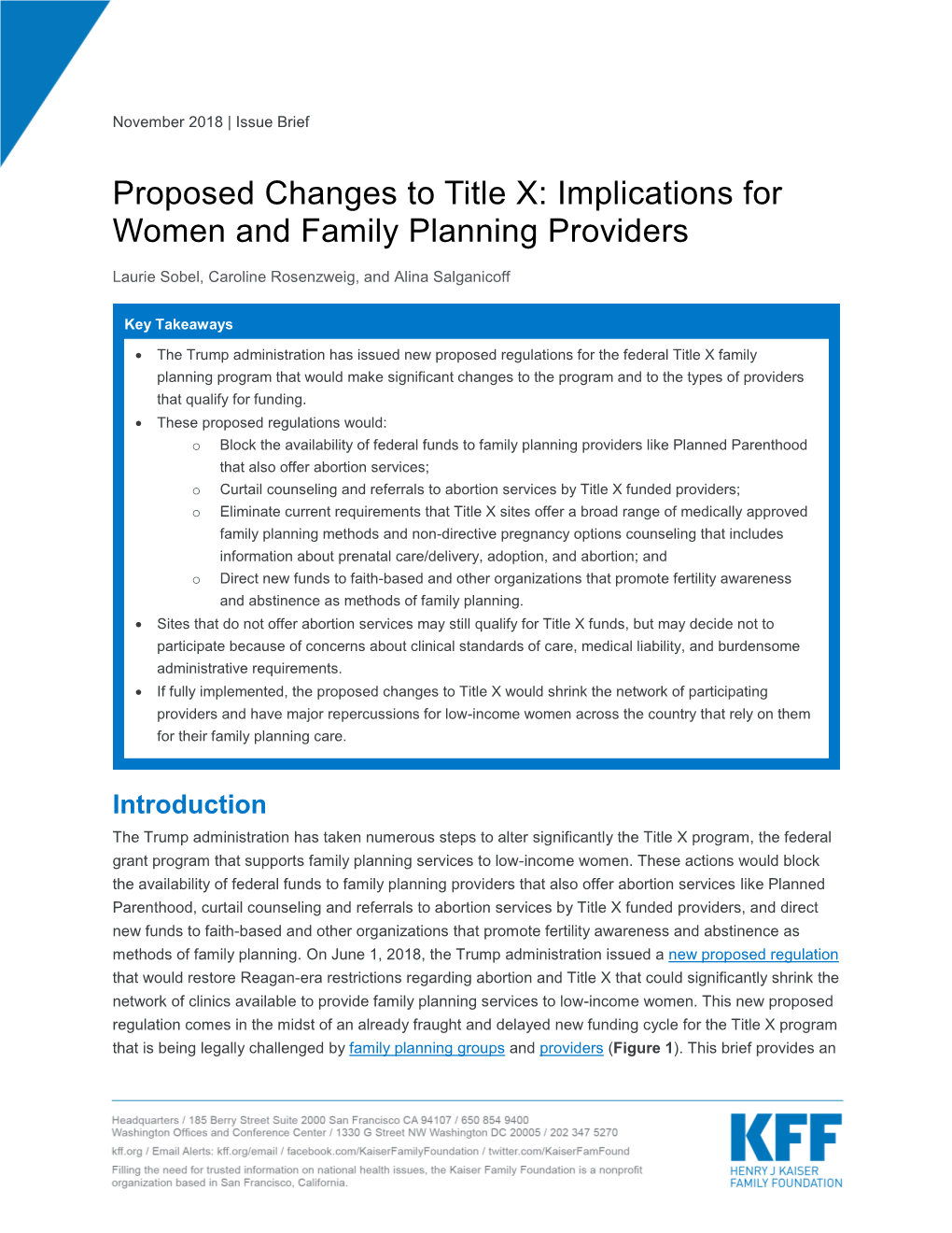 Proposed Changes to Title X: Implications for Women and Family Planning Providers