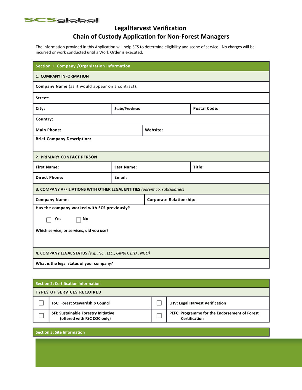 Chain of Custody Application for Non-Forest Managers