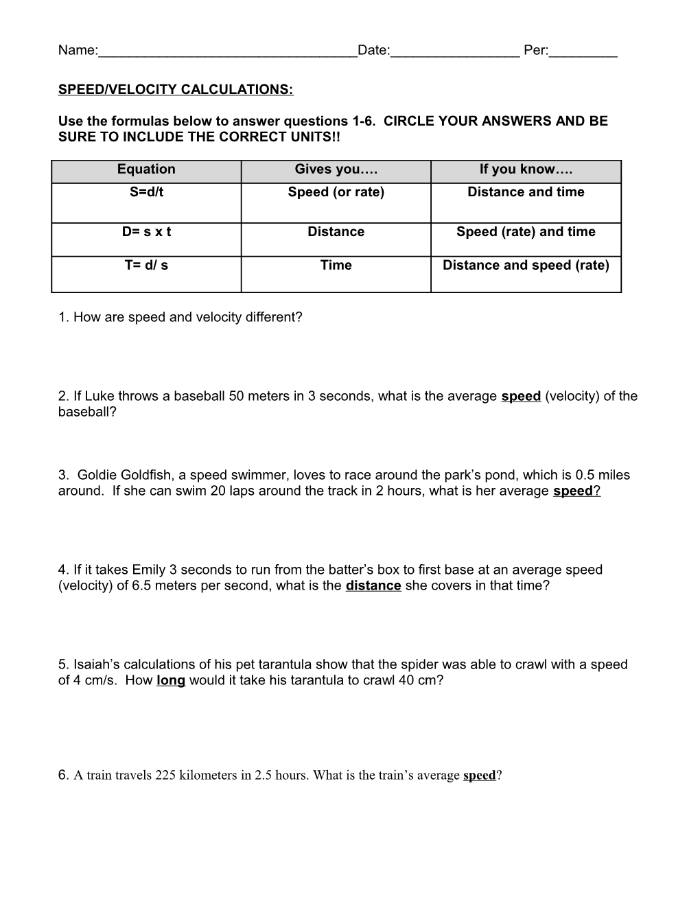 Distance/Time/Acceleration/Velocity Calculations