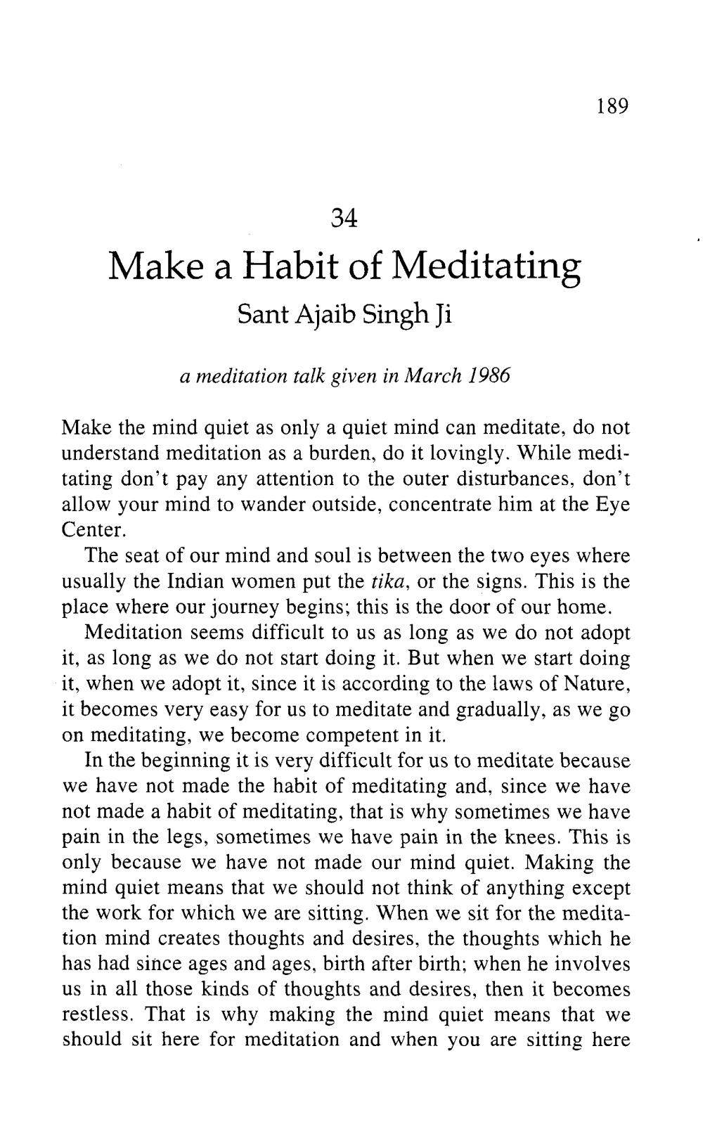 Make a Habit of Meditating Sant Ajaib Singh Ji