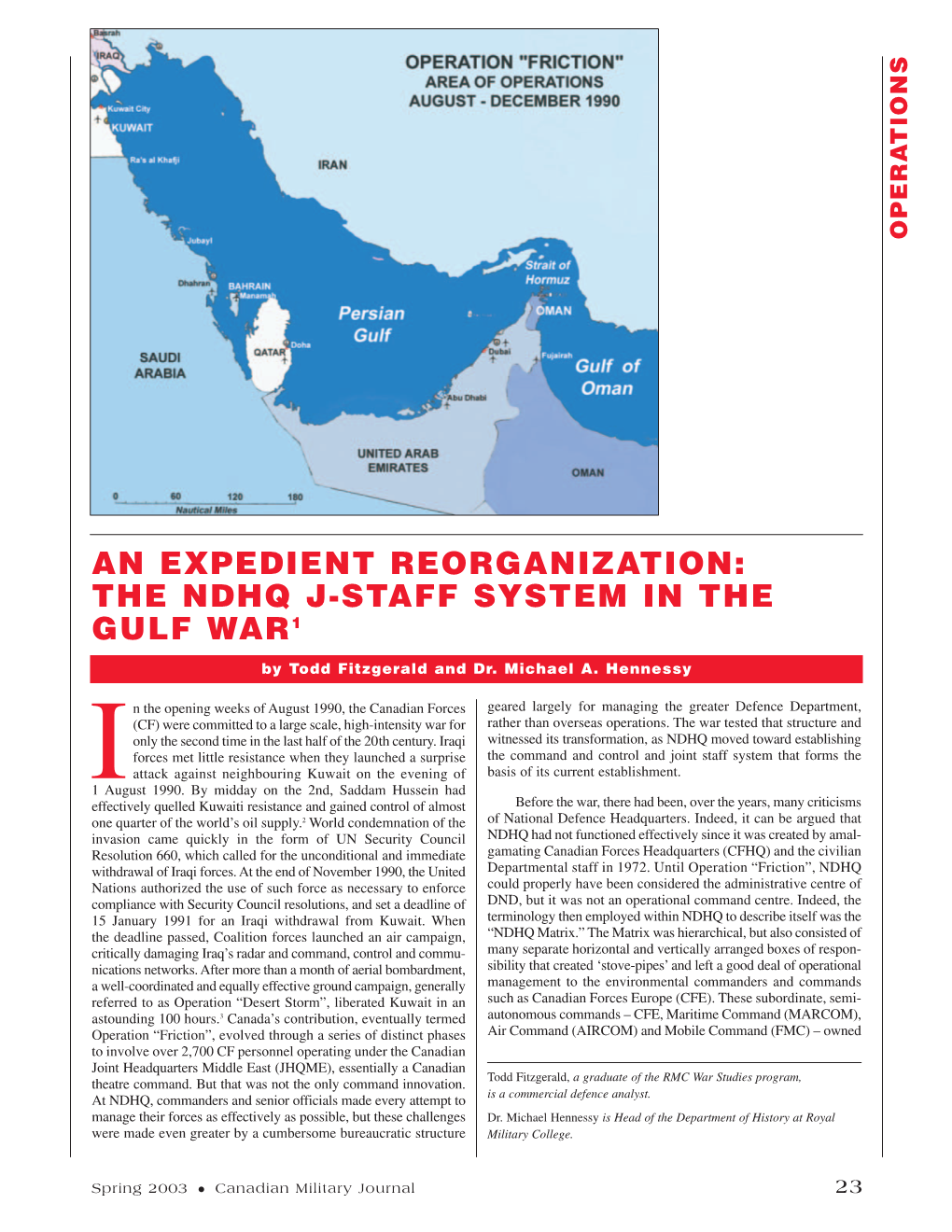 The Ndhq J-Staff System in the Gulf War1