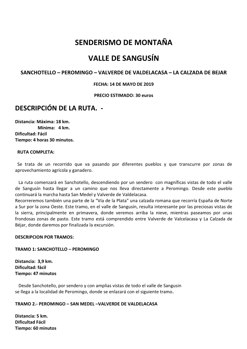 Senderismo De Montaña Valle De Sangusín