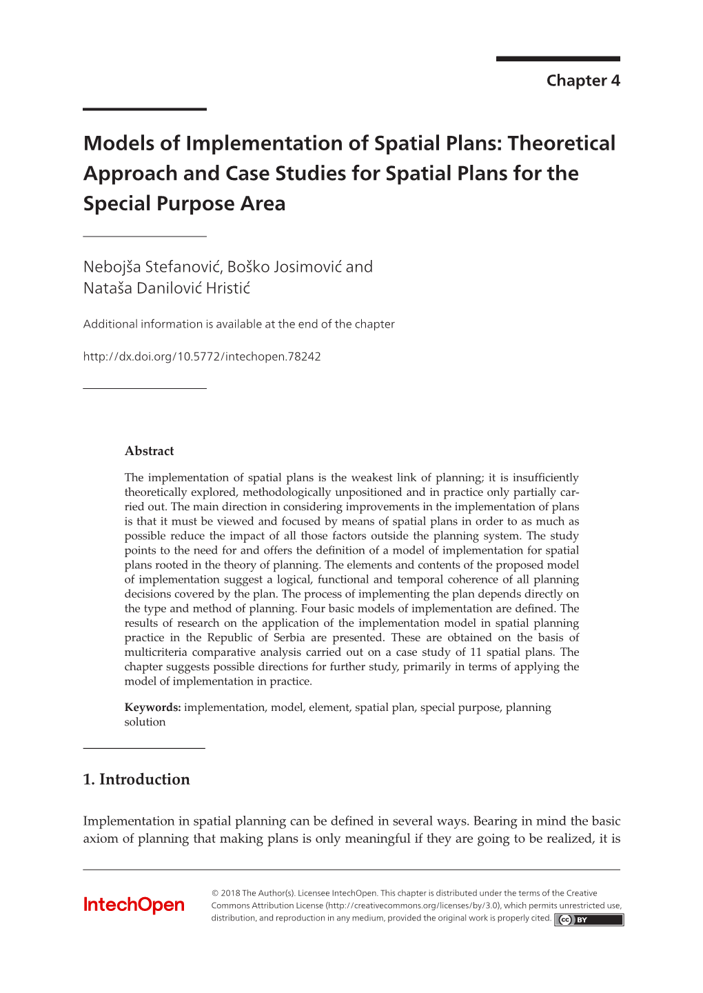 Models of Implementation of Spatial Plans: Theoretical Approach and Case Studies for Spatial Plans… 61