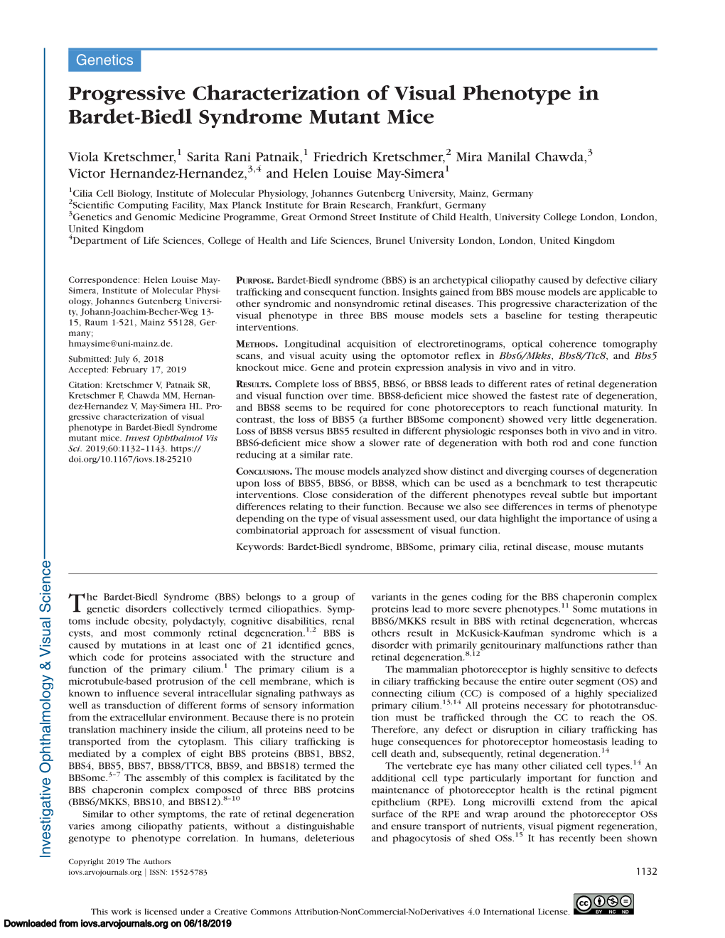 Progressive Characterization of Visual Phenotype in Bardet-Biedl Syndrome Mutant Mice