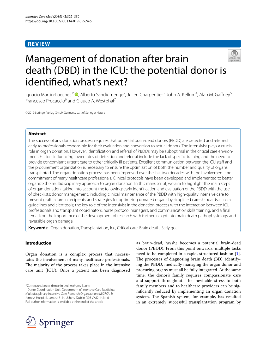 Management of Donation After Brain Death (DBD) in The