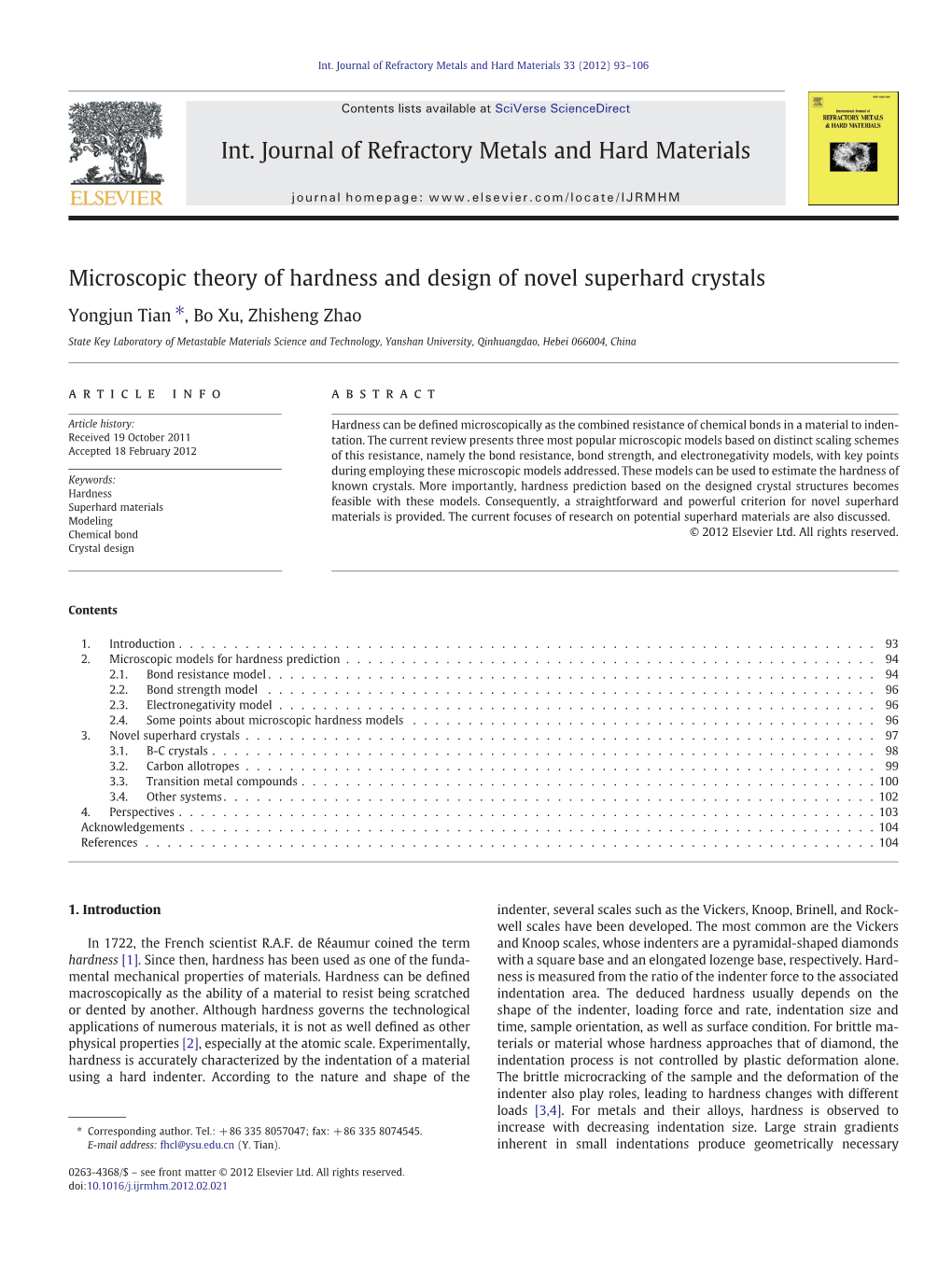 Microscopic Theory of Hardness and Design of Novel Superhard Crystals