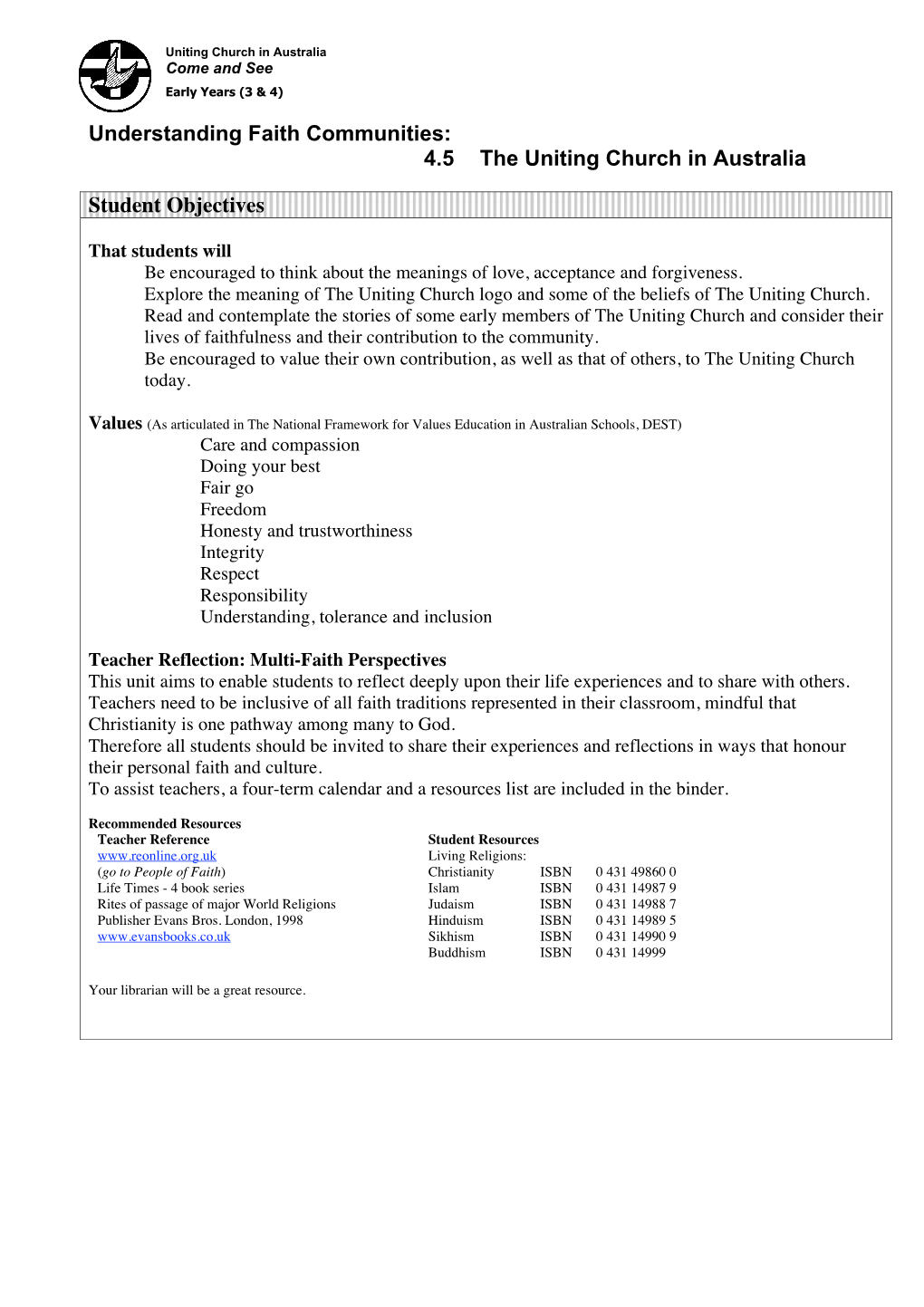 Understanding Faith Communities: 4.5 the Uniting Church in Australia