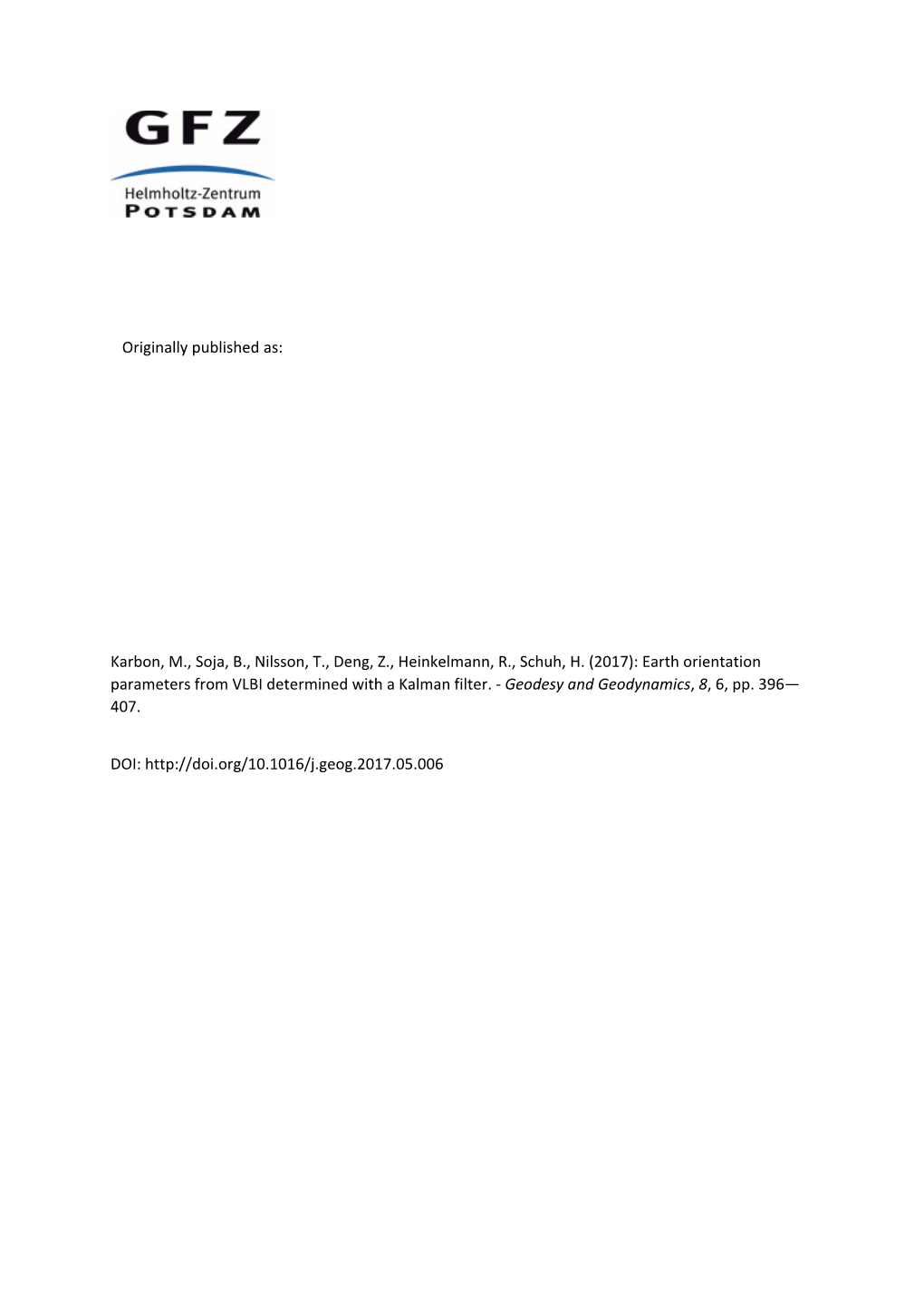 Earth Orientation Parameters from VLBI Determined with a Kalman Filter