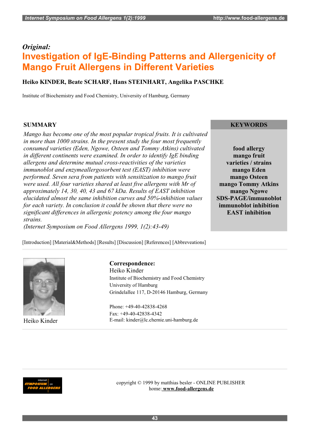 Investigation of Ige-Binding Patterns and Allergenicity of Mango Fruit Allergens in Different Varieties