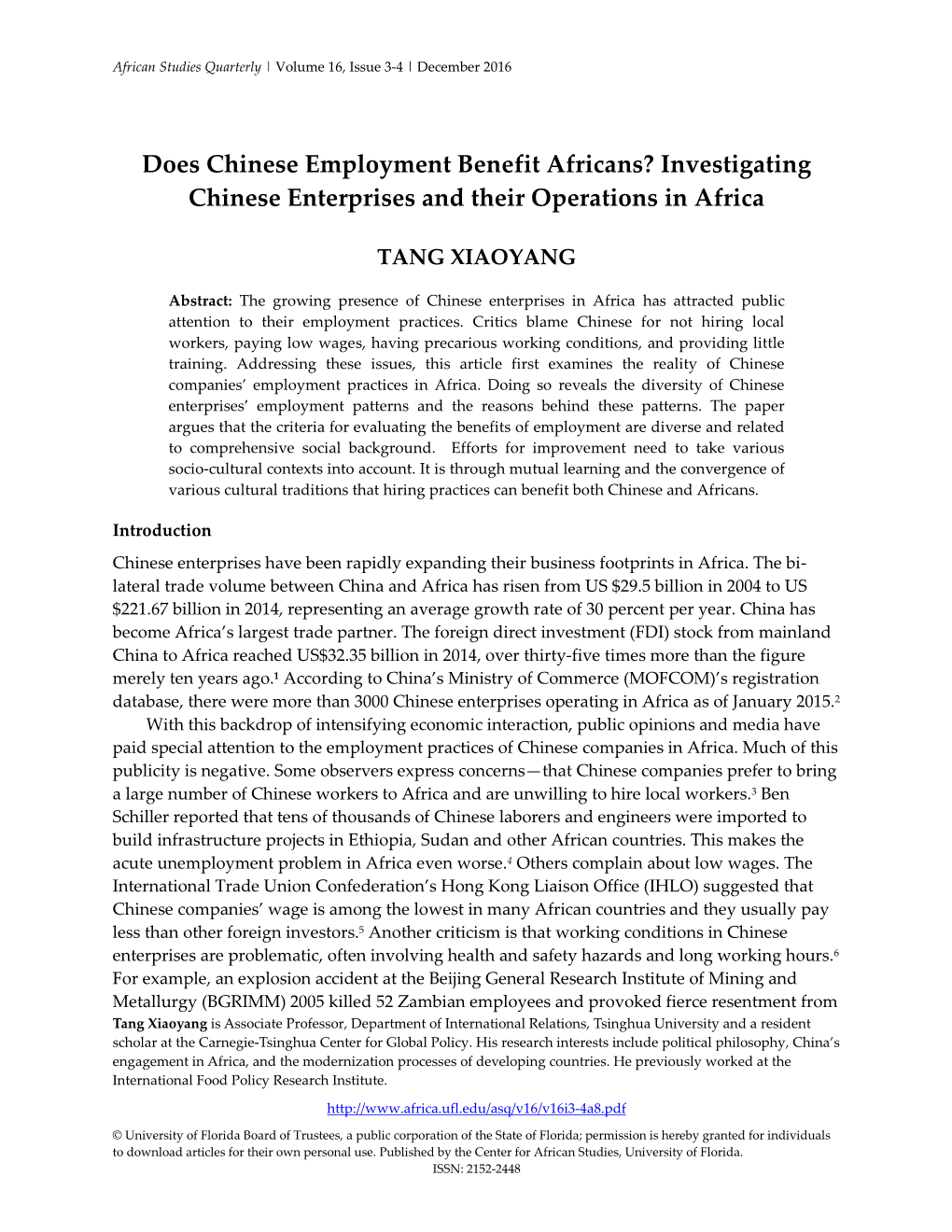 Investigating Chinese Enterprises and Their Operations in Africa