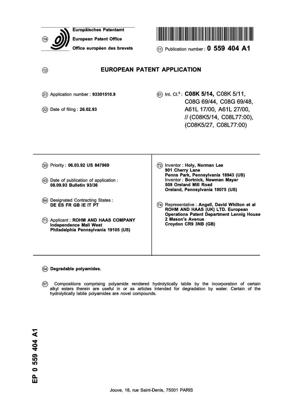 Degradable Polyamides