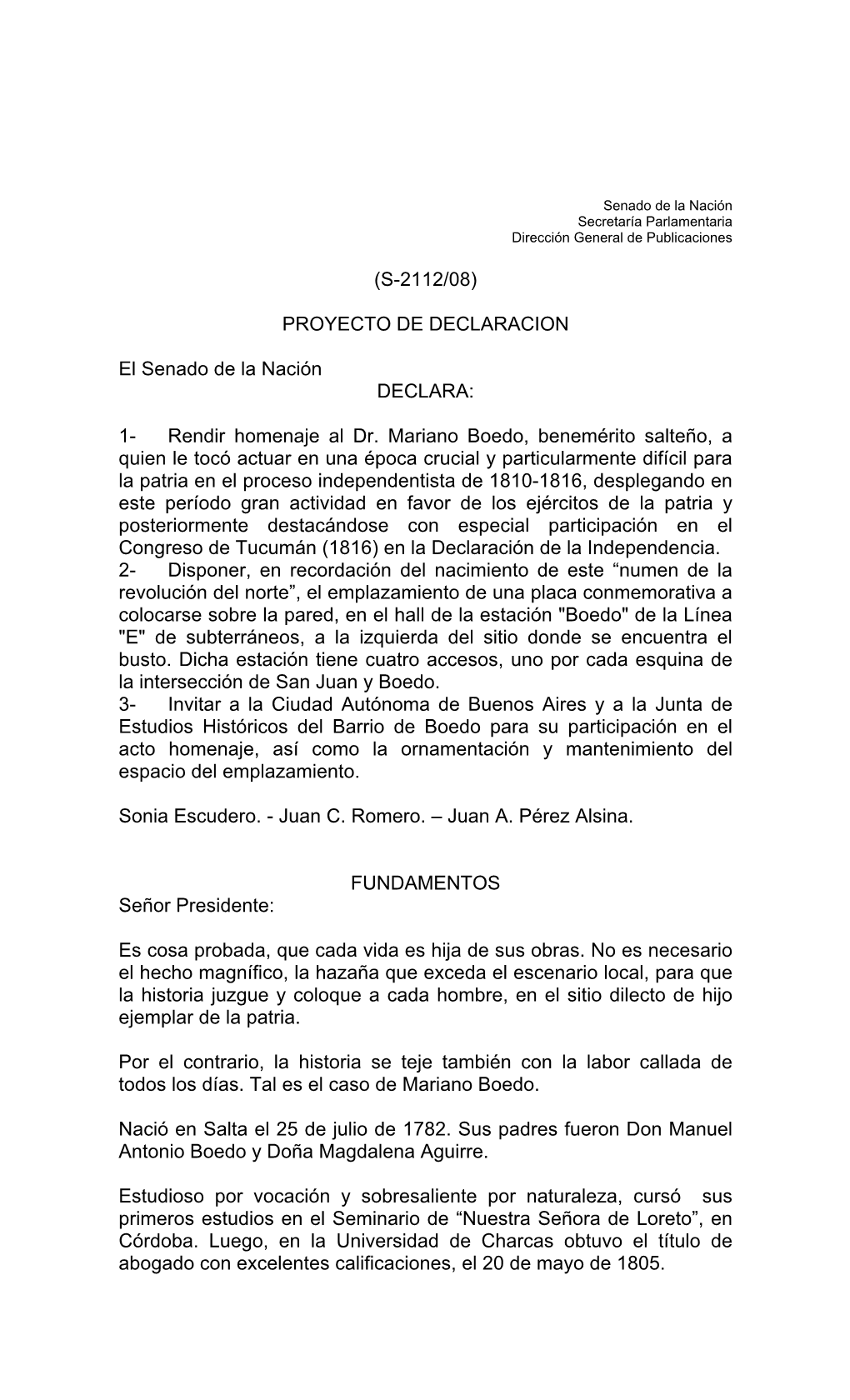 Proyecto De Declaracin