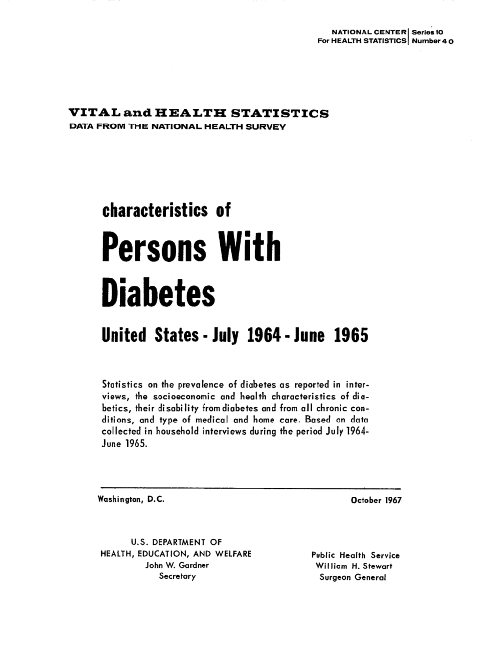 Vital and Health Statistics; Series 10, No. 40