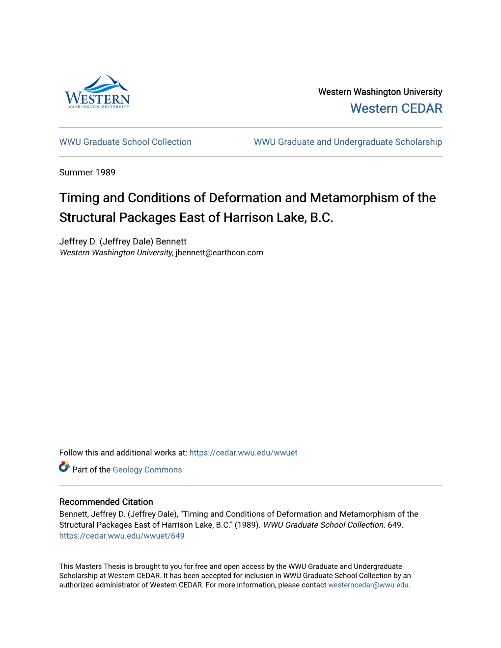 Timing and Conditions of Deformation and Metamorphism of the Structural Packages East of Harrison Lake, B.C