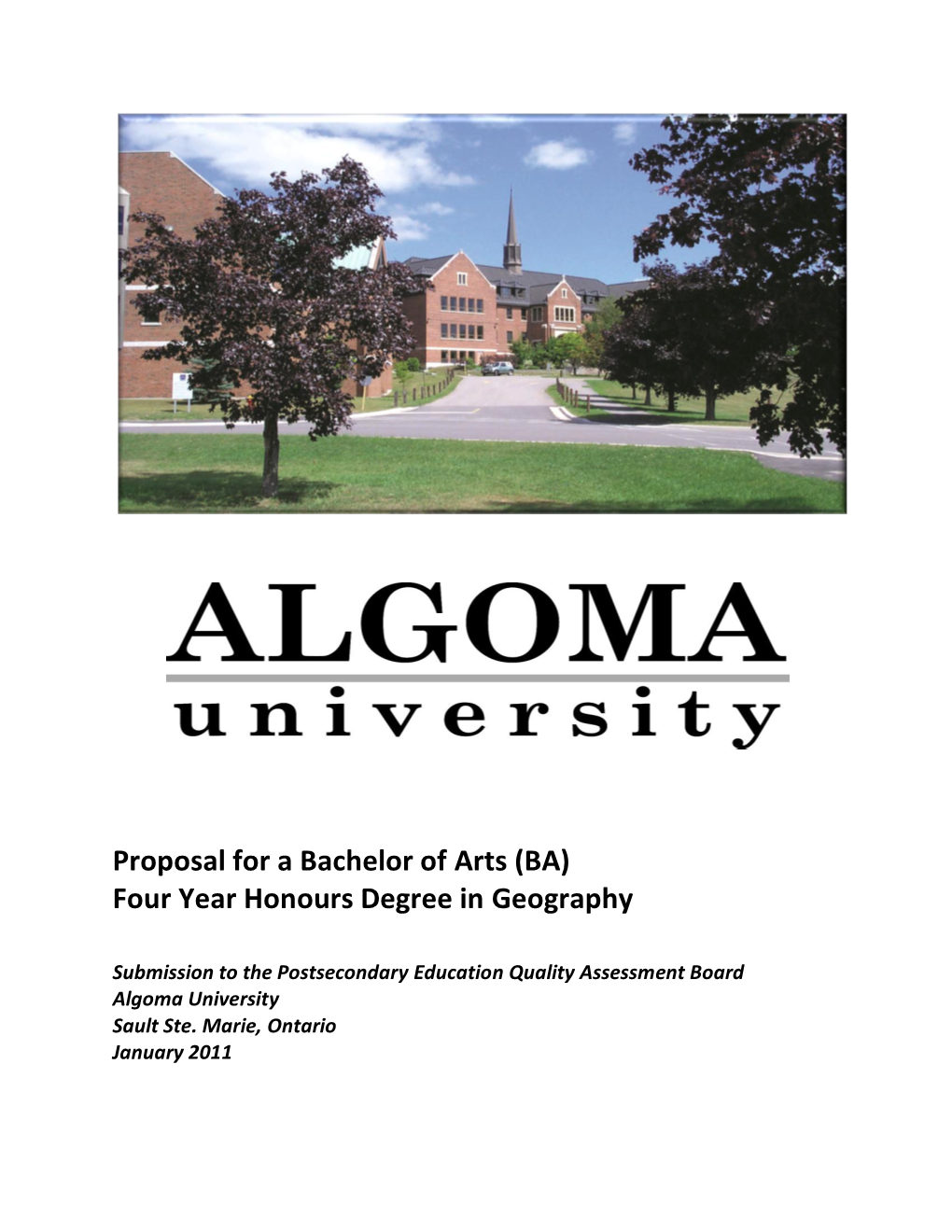 Algoma University Bachelor of Arts in Geography (Honours)