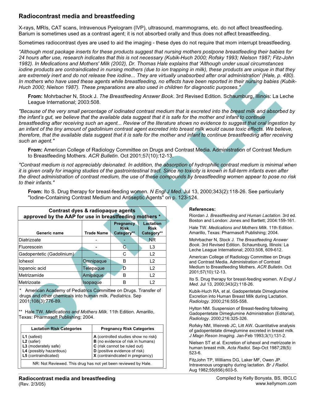 Radiocontrast Media and Breastfeeding