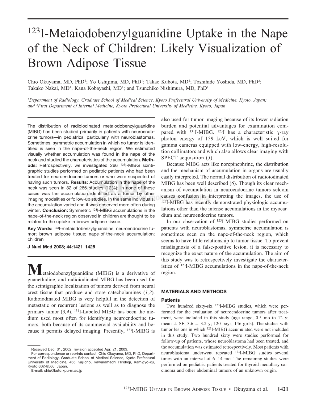 Likely Visualization of Brown Adipose Tissue