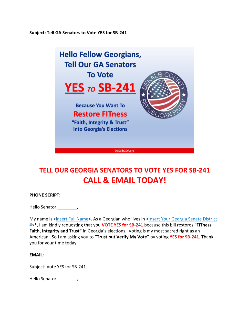 2021 Mar 7 Tell GA Senate to Vote Yes on SB
