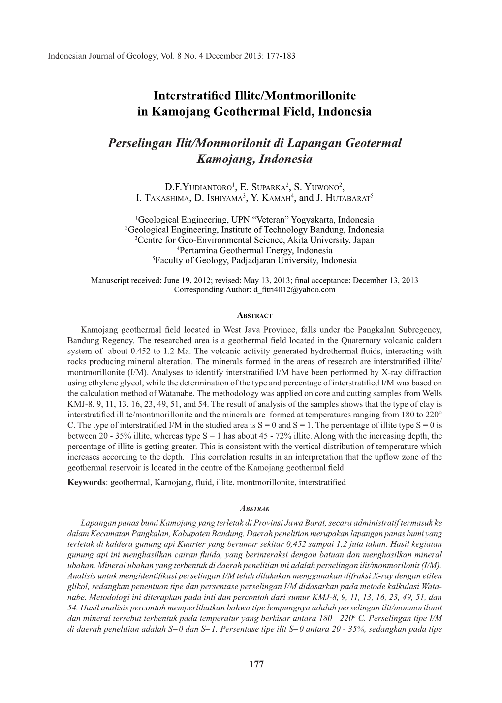 Interstratified Illite/Montmorillonite in Kamojang Geothermal Field, Indonesia