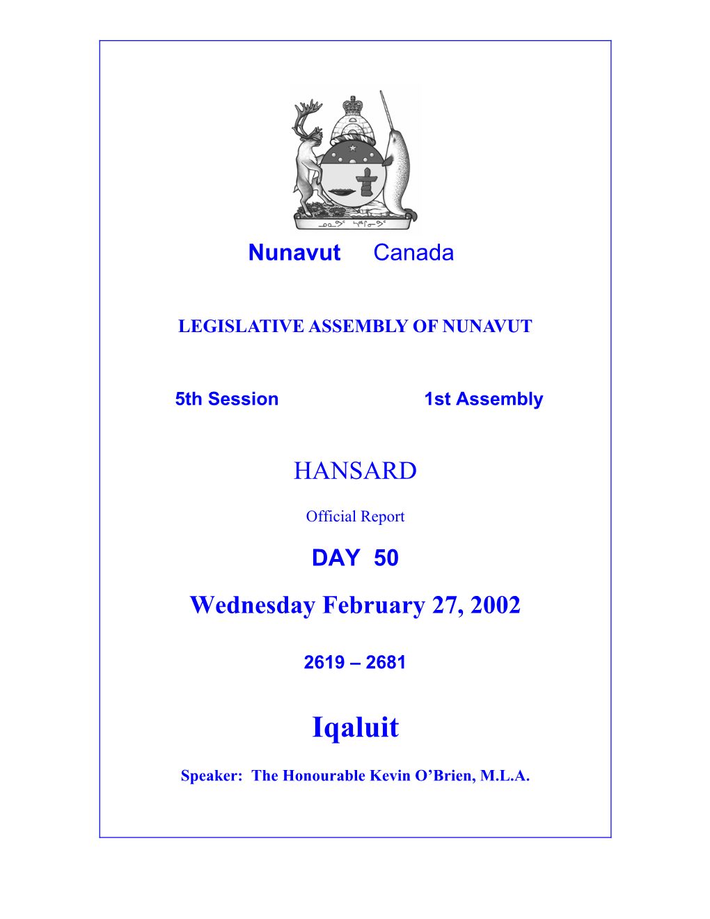 Nunavut Hansard 2619