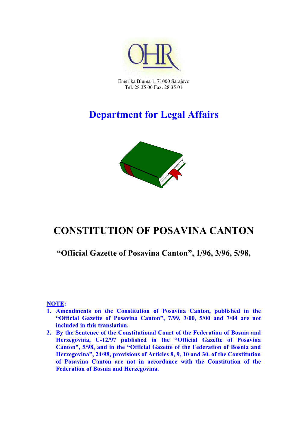 Constitution of Posavina Canton