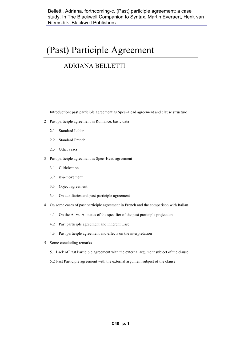 (Past) Participle Agreement