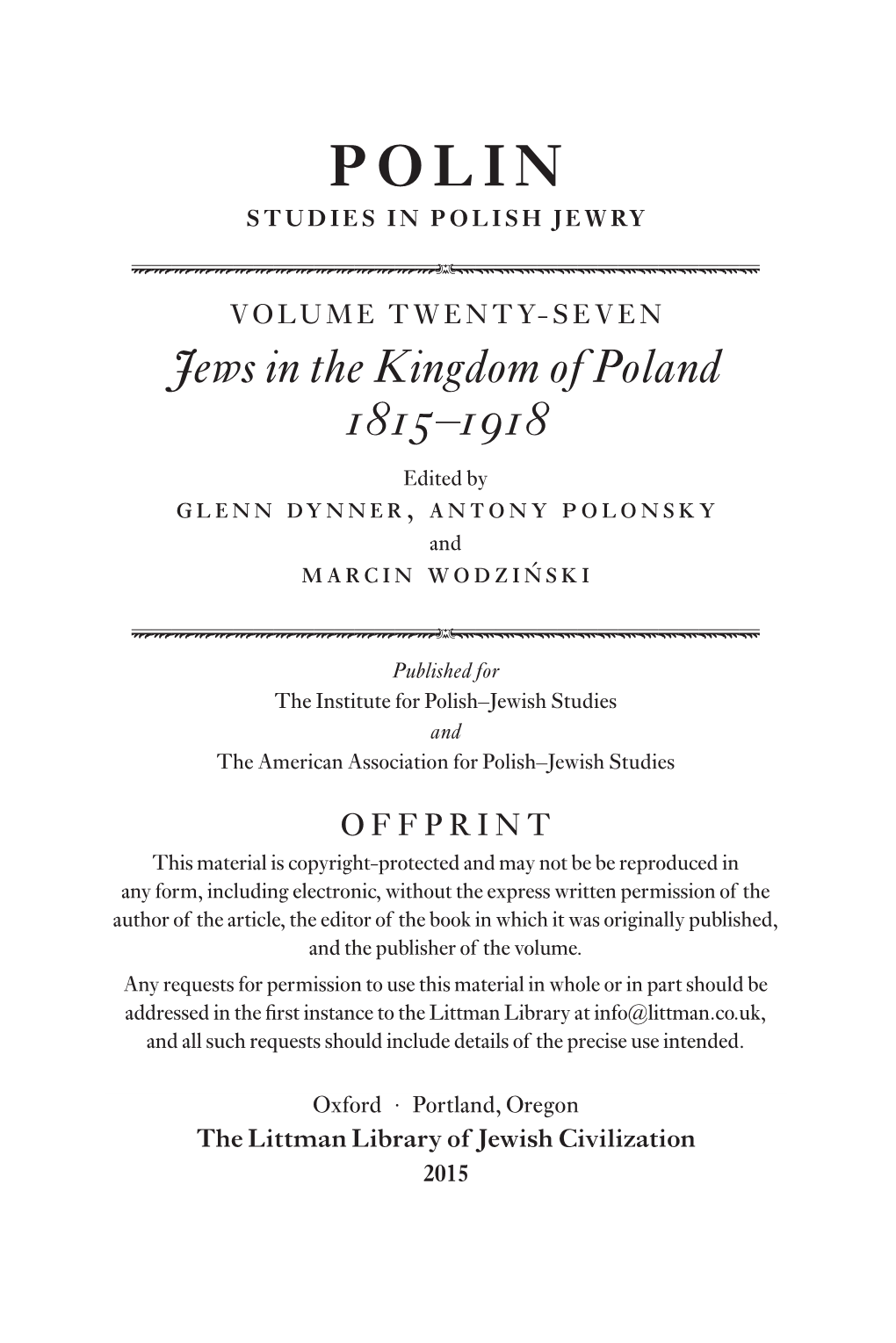 Jews in the Kingdom of Poland ‒