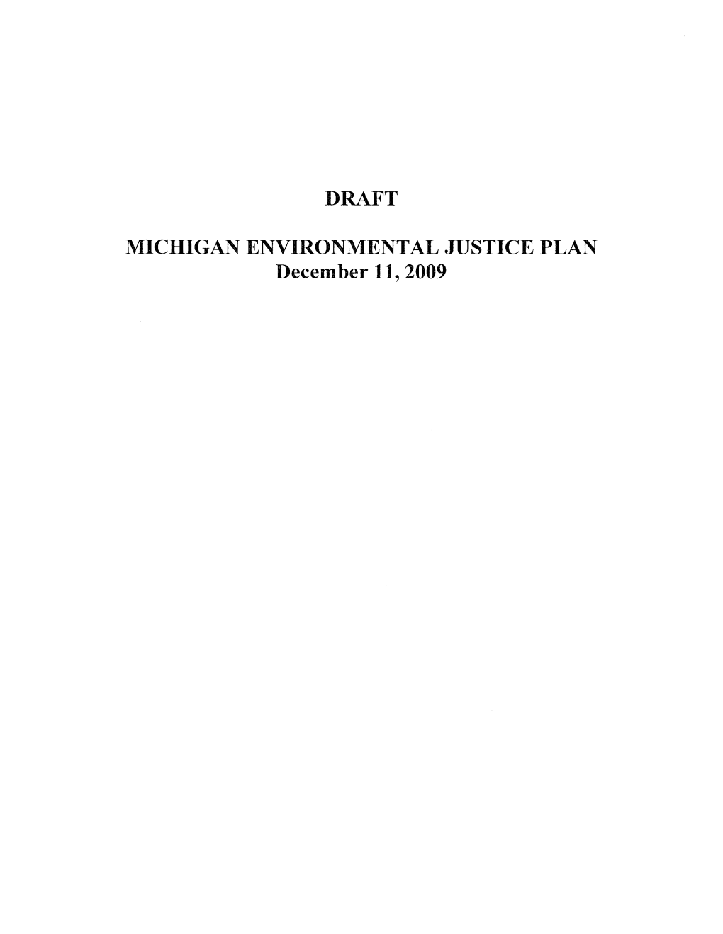 Michigan Environmental Justice Plan