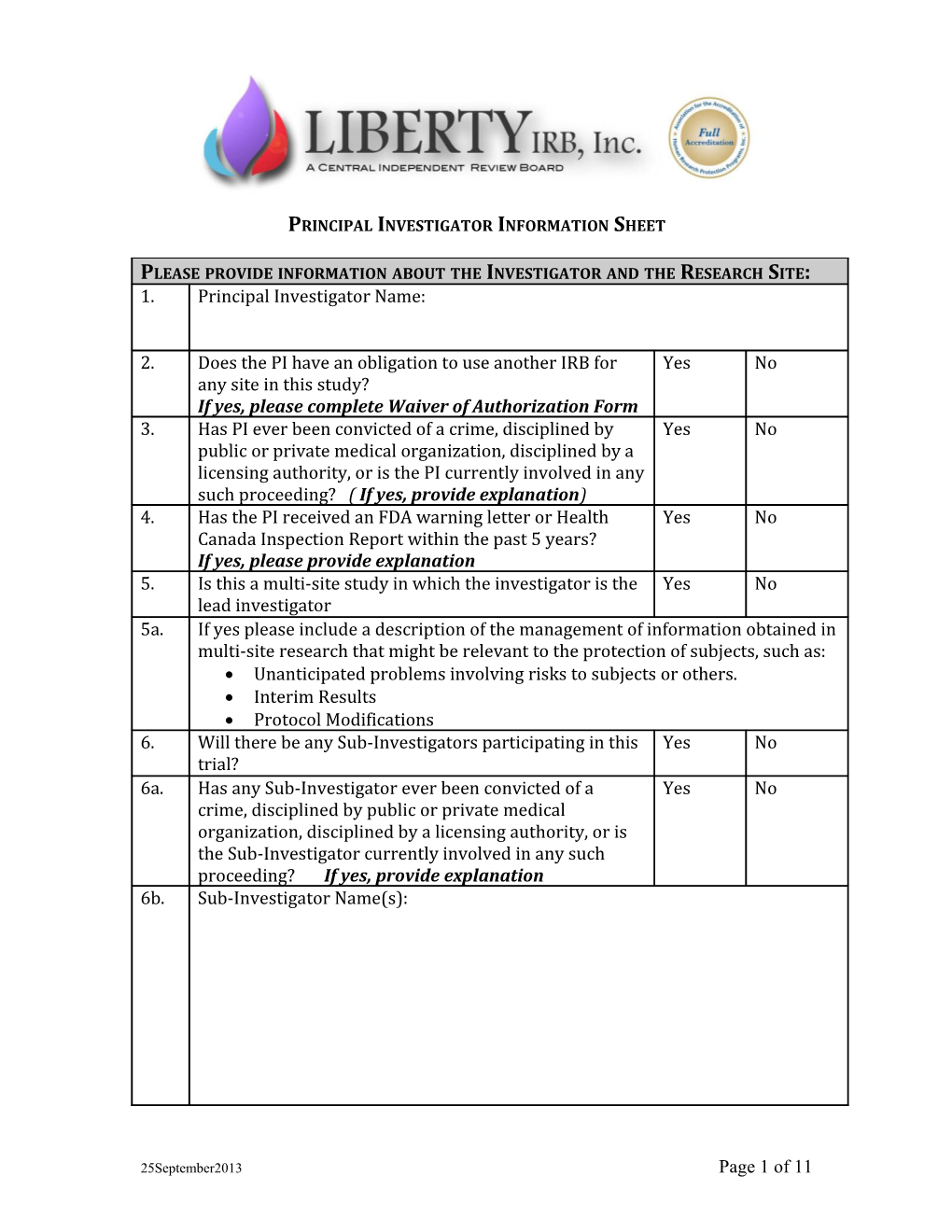 Protocol Information Sheet