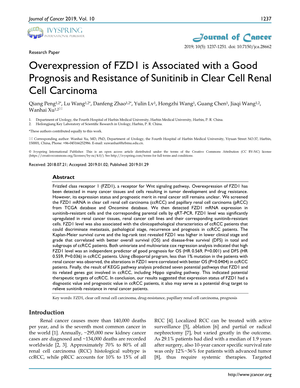 Overexpression of FZD1 Is Associated with a Good Prognosis And