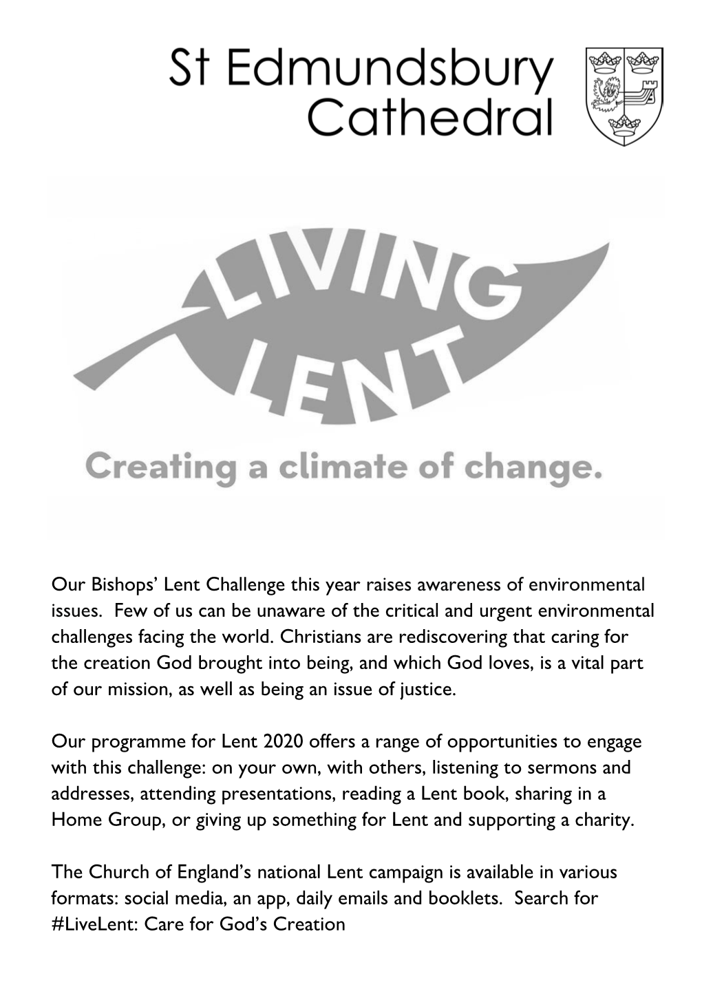 Our Bishops' Lent Challenge This Year Raises Awareness of Environmental