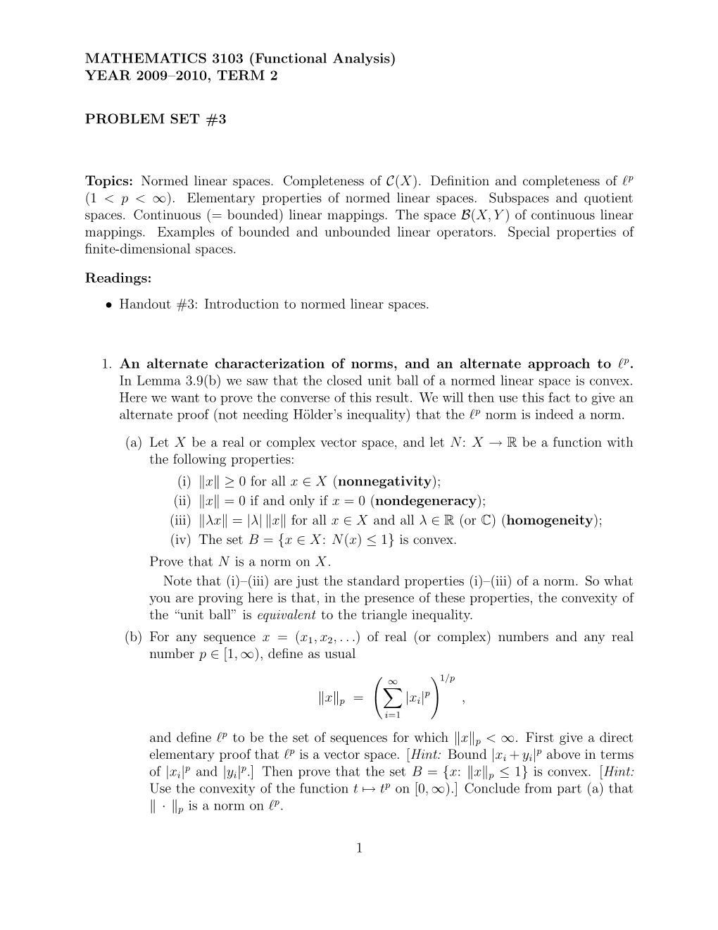 Normed Linear Spaces. Completeness of C(X)