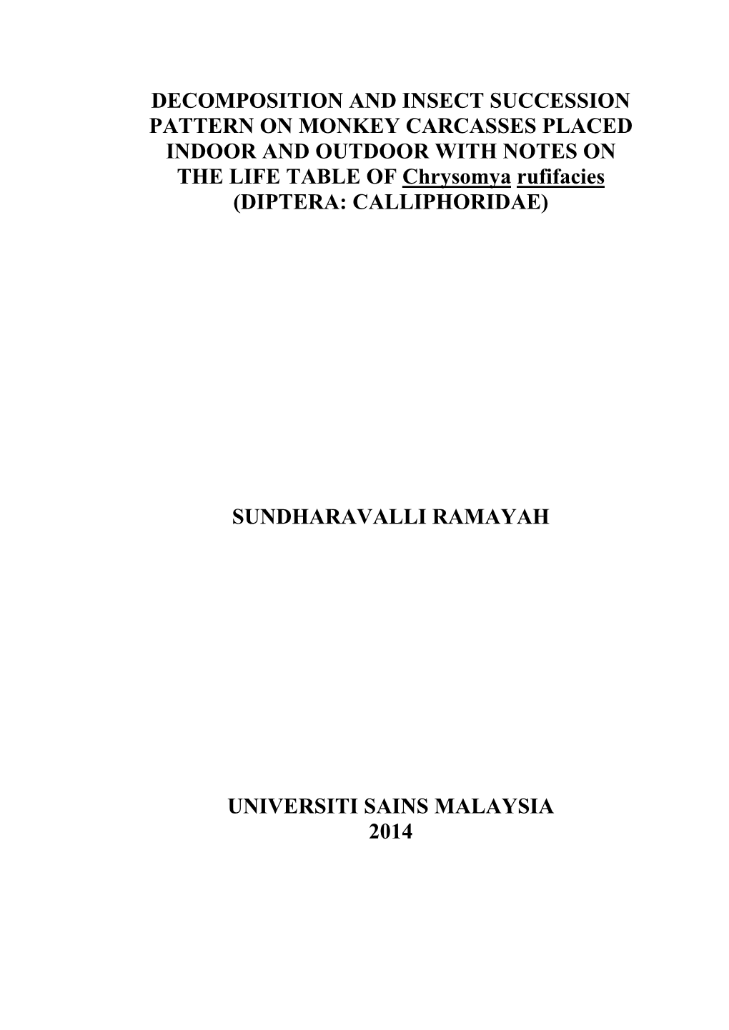 Decomposition and Insect Succession