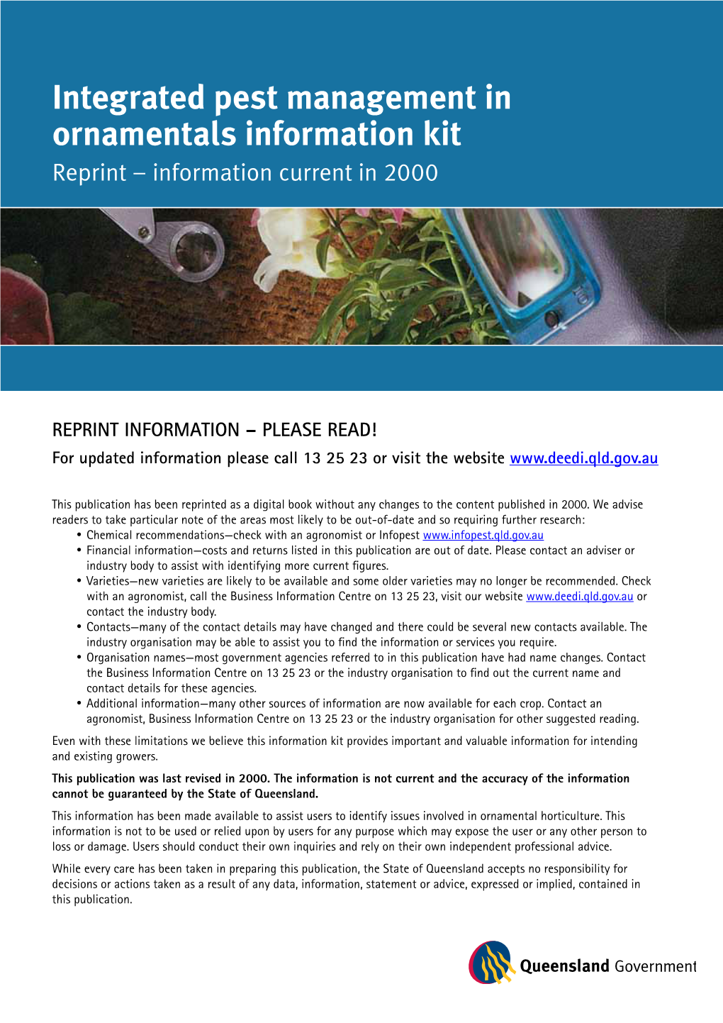Integrated Pest Management in Ornamentals Information Kit Reprint – Information Current in 2000