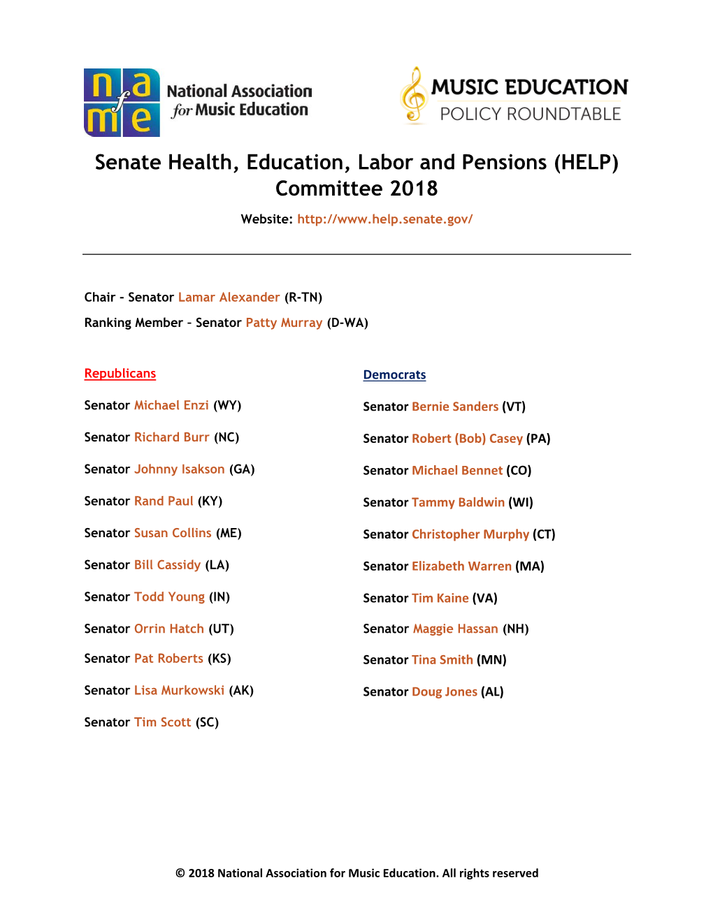 Key Federal Education Members