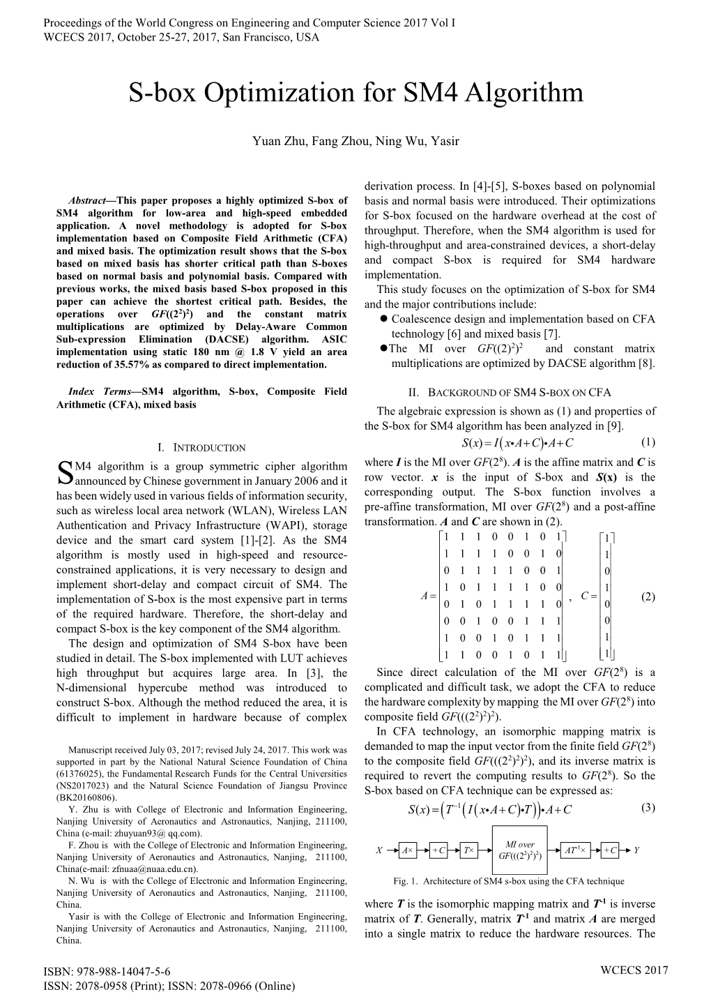 S-Box Optimization for SM4 Algorithm