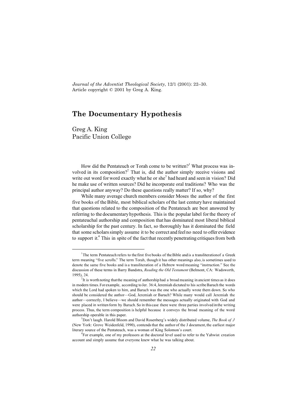 The Documentary Hypothesis