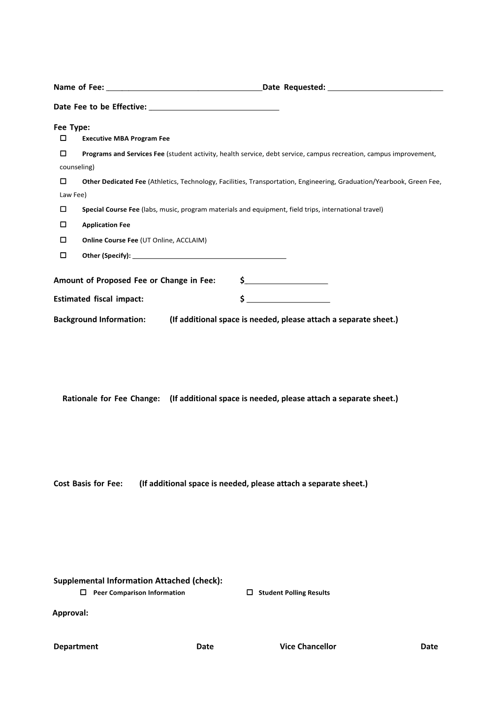 Fee Request Form