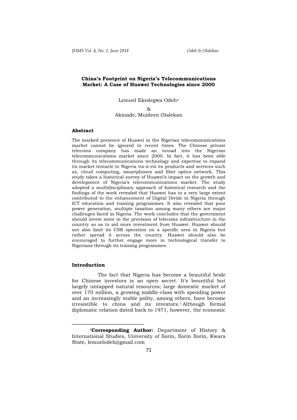 China's Footprint on Nigeria's Telecommunications Market