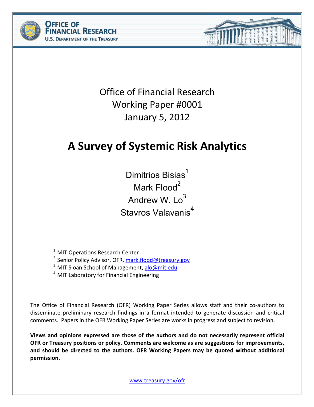A Survey of Systemic Risk Analytics