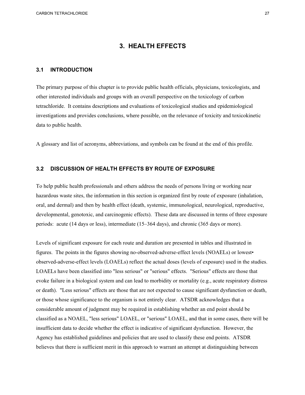 Toxicological Profile for Carbon Tetrachloride